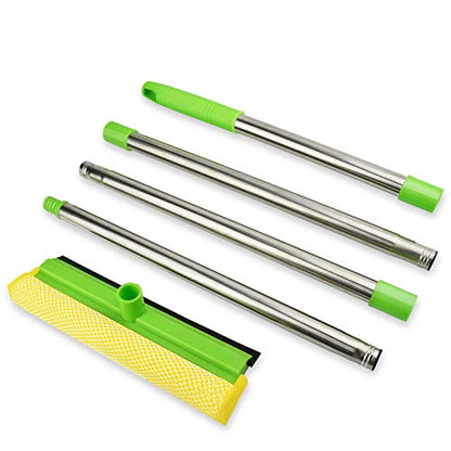 Window Squeegee, Squeegee for Window Cleaning, 2 in 1 Squeegee Window Cleaner with 58'' Long Handle,Window Washing Kit with Extension Pole for Shower, Windshield, Mirror, Gas Station, Glass