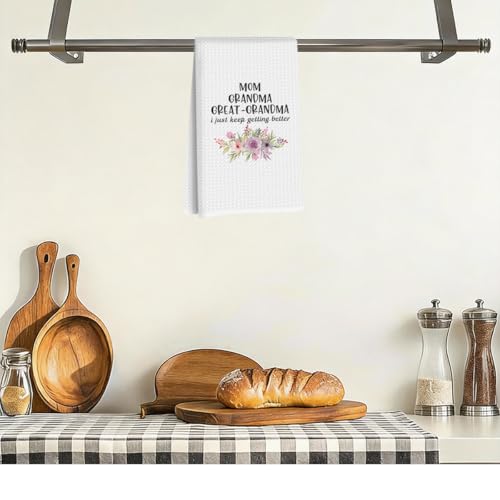 Great Grandma Dish Towels - Great Grandmas Gifts Reusable Dish Towel Waffle Weave Absorbent Kitchen Towels, Grandmas Hand Cloth Tea Towel, Grandma Gifts from Grandson Granddaughter (14×24 Inches) - color: Great Grandma