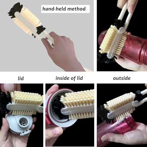 Bottle Brush and Two Replacement Brush Heads Set, 14-Inch Long Handle | Bottle Brush with Stand, Bottle Cleaner. Perfect for Water Bottles