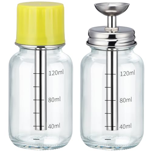 2Pcs 4Oz / 120ml Glass Dispensing Bottles for Chemical & Industrial Liquids, Nail Polish Remover Glass Bottle, Refillable Push Down Dispenser Bottle with Cover, Pump Dispenser Press Container, Clear - color: Clear - 2 pcs