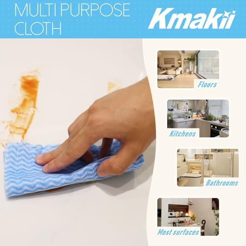 KMAKII Handi Wipe Reusable Cloths - Multi-Purpose Disposable Dish Cloths and Towels, Ultra Absorbent, Fast-Dry, Durable Cleaning Wipes for Kitchen and Home, Blue, 11.8 x 21 inches, Pack of 80 - color: Blue