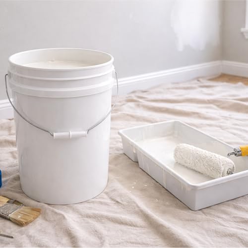 MKS Plastics 5-Gallon Bucket with Airtight Lid – Made in USA, Food Grade BPA Free Plastic, Heavy Duty Multi-Use, Metal Handle with Grip, Stackable Storage – White, 1 Pack - color: 5 Gallon - White, size: 1