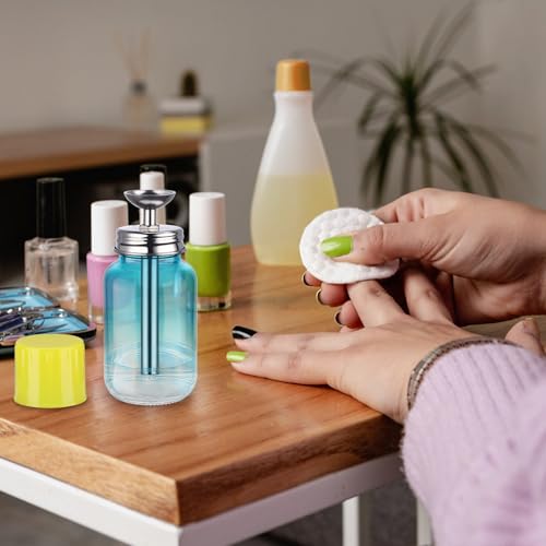 Noverlife 4Oz / 120ml Push Down Pump Dispenser with Copper Core, Nail Polish Remover Pump Bottles Glass Rubbing Alcohol Dispensers, Refillable Alcohol Dispenser Push Down Bottle - Gradient Blue - color: E - 1pcs - Blue Round Shaped