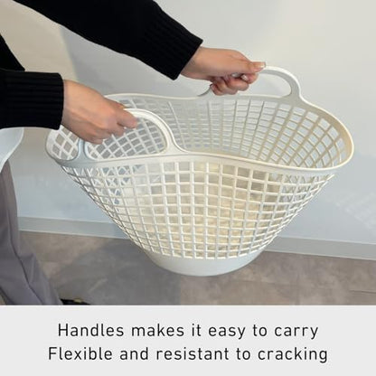 like-it SCB -1 Laundry Storage, Round Basket with Handle, Laundry Basket, Approx. Width 16.1 inches (41 cm), Depth 14.6 inches (37 cm), Height 14.8 inches (37.5 cm), White, Made in Japan - color: White, size: 25ℓ, style: Round