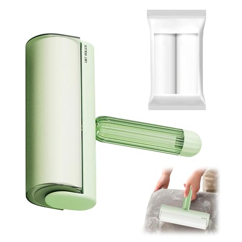 Upgrade Large Lint Roller with Refills for Pet Hair Removal Extra Sticky Surface Lint Roller with Cover for Clothes Couch Furniture (Green, Width:16cm) - color: Green, size: Width:16cm