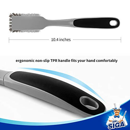 MR.SIGA Dish Brush with Non Slip Handle Built-in Scraper, Scrub Brush for Dish, Pans, Pots, Kitchen Sink Cleaning, 2 Pack