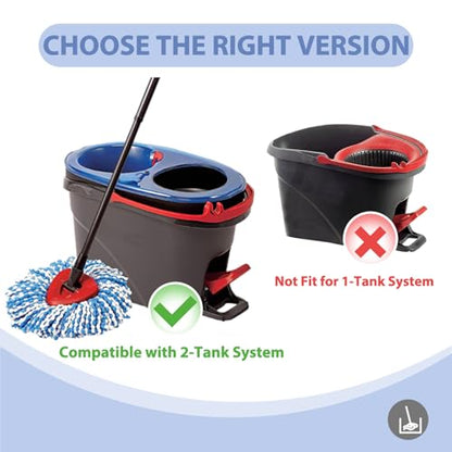 Replacement Mop Heads Compatible with 2-Tank RinseClean Spin Mop, 4 Pack Microfiber Mop Refills with Base Cover, Secure Fit, Machine Washable, Reusable for Hardwood Floor, Tile & Pet Hair