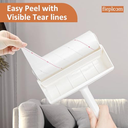 Large Lint Roller for Pet Hair - Extra Sticky with Marked Easy Peel Sheets, 45" Long Handle & 6.3" Wide Roller, 5 Refills (300 Sheets), Lint Remover for Floor Carpet Furniture Couch Clothes