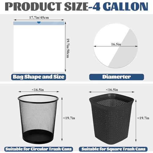4 Gallon Trash Bags 360 Counts, Extra Thick Small Trash Bags for Bathroom and Office, Milky White Drawstring Trash Bag with Blue Handle, Leak-Proof HDPE Waste Basket Liners 12 Rolls
