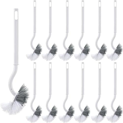 FoldTier 12 Pcs Curved Toilet Bowl Brush Bulk Bathroom Deep Cleaning Toilet Cleaner Scrubber Without Holder Handle Curved Brush Hanging Under Rim Household Cleaning for Bathroom(White) - color: White