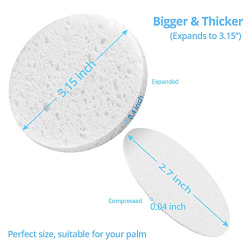 Natural Facial Cleansing Sponges- 20 Count Compressed Facial Sponges Cellulose Reusable Soft Cosmetic Esponjas para Faciales for Professional Makeup Removal, Facials Spa, Exfoliator, Skin Massage - color: White