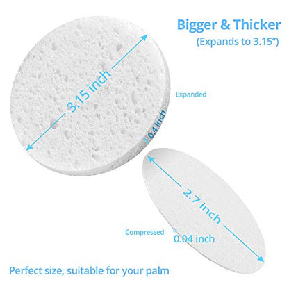 Natural Facial Cleansing Sponges- 20 Count Compressed Facial Sponges Cellulose Reusable Soft Cosmetic Esponjas para Faciales for Professional Makeup Removal, Facials Spa, Exfoliator, Skin Massage - color: White