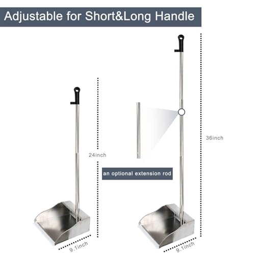 Stainless Steel Dustpan Metal Dustpan with Handle Heavy Duty Dust Pan Upright Dust Pan for Home Office Lobby - style: Dustpan