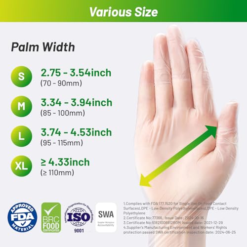 Disposable TPE Cooking Gloves, Ideal for Cleaning and Food Prep, Latex & Powder Free, Food safe - size: X-Large, style: 4*100pcs
