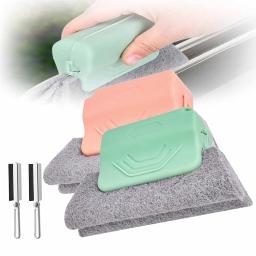 Window Groove Cleaning Brush,2024 New Hand-held Magic Window Track Cleaner Tools Set,Groove Cleaning Brush Window or Sliding Door for Sliding Door, Sill, Tile Lines, Shutter (Green+Pink) - color: Green+pink