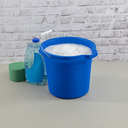 Sterilite 12 Quart Spout Pail with Handle, Plastic Bucket for Household Cleaning, Washing The Car, and Mopping, Spout to Pour Water, Blue, 12-Pack