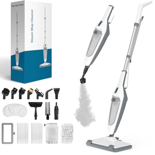 Steam Mop for Floor Cleaning, 12 in 1 Handheld Steam Cleaner for Home, Floor Steamer for Hardwood Windows Tile Laminate Shutter & Clothes with Attachments (grey)