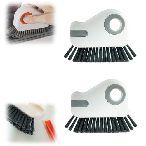 2 in 1 Groove Cleaning Brush Window Track Cleaning Tools, 2025 New Hard Bristle Crevice Cleaning Brush with Hidden Scraperfor Sliding Door Track, Window Sill, Shutter Door(Grey,2pcs) - color: Grey,2pcs