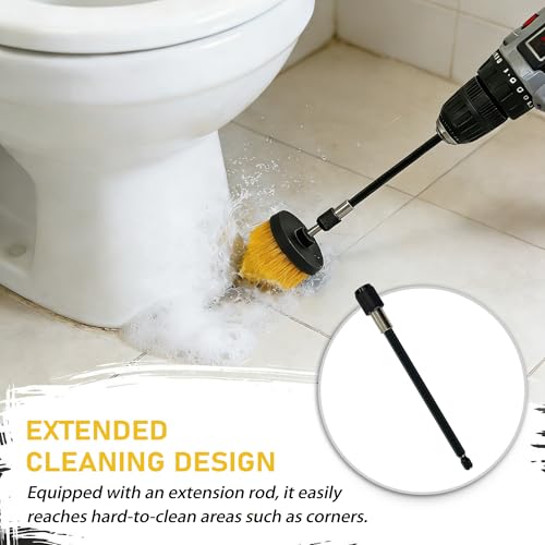 18 Pack Drill Brush Attachment Set, Power Cleaning Brushes for Drill, All Purpose Scrubber Brush with Extend Long Attachment for Bathroom Kitchen Car Detailing Tile Grout Sinks