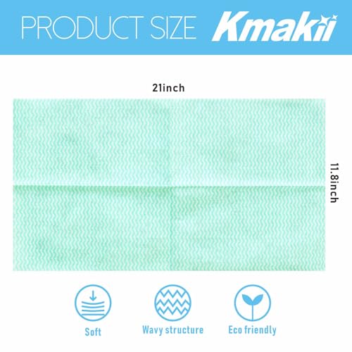 KMAKII Handi Wipe Reusable Cloths - Multi-Purpose Disposable Dish Cloths and Towels, Ultra Absorbent, Fast-Dry, Durable Cleaning Wipes for Kitchen and Home, Green, 11.8 x 21 inches, Pack of 80 - color: Green