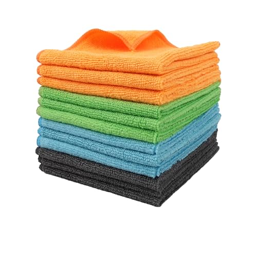 12 Pack Microfiber Cleaning Cloth 11.8x11.8inch - Streak-Free, Reusable Wipes for Glass, Kitchen, Car, Dusting - Absorbent & Lint-Free (Mixed Color 04, 11.8 x 11.8 inch-12PK) - color: Mixed Color 04, size: 11.8 x 11.8 inch-12PK