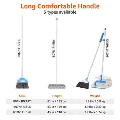 Amazon Basics Dustpan Broom Set with Adjustable Long Handle, Easy to Assemble, Blue and White - size: (Pack of 1)