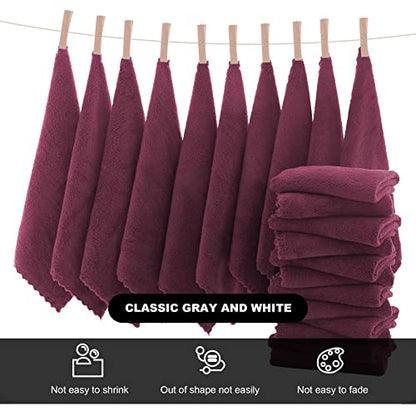 MOONQUEEN Microfiber Facial Cloths Fast Drying Washcloth 12 Pack - Premium Soft Makeup Remover Cloths - Burgundy - color: Burgundy, size: 12x12 Inch (Pack of 12)