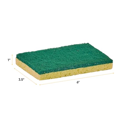 Scrubee Heavy Duty Scrub Large Sponge with Scouring Pad, Kitchen Dishwashing, Sink, Pot and Frying Pan Cellulose Scrubber Sponge Non Scratch. By Superio… (6" 3 Pack) - color: Large Green, size: 3-pack