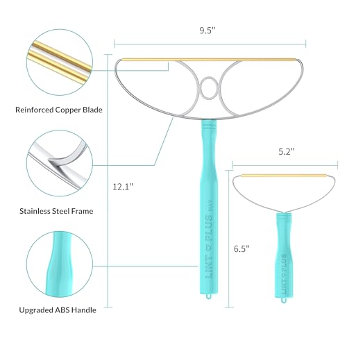 9"-Blade LINTPLUS Pet Hair Remover Max for Large Areas x2 Bigger Than Pro(Carpet Scraper) - Deep Cleaner Pro Pet Hair Remover Multi Fabric Carpet Lint Remover & Dog and Cat Fur Carpet Rake