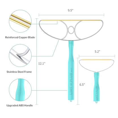 9"-Blade LINTPLUS Pet Hair Remover Max for Large Areas x2 Bigger Than Pro(Carpet Scraper) - Deep Cleaner Pro Pet Hair Remover Multi Fabric Carpet Lint Remover & Dog and Cat Fur Carpet Rake