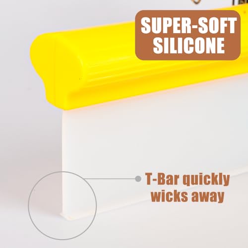 Car Squeegee,12 inch Silicone Automotive Water Wiper for Drying,Flexible Auto T-Bar Water Blade for car, Windshield, Glass, Window, Bathroom(Yellow) - color: Yellow