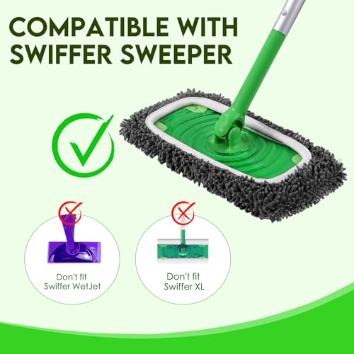 Reusable Wet Pads Refill Compatible with Swiffer Sweeper Mop - Dry Sweeping Cloths & Wet Mopping Cloths for Household Cleaning - Washable Microfiber Mop Pads, 4 Pack (Mop is not Included) - color: 4 Pack (Grey)