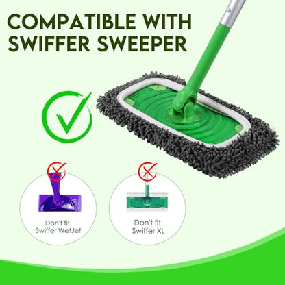 Reusable Wet Pads Refill Compatible with Swiffer Sweeper Mop - Dry Sweeping Cloths & Wet Mopping Cloths for Household Cleaning - Washable Microfiber Mop Pads, 4 Pack (Mop is not Included) - color: 4 Pack (Grey)