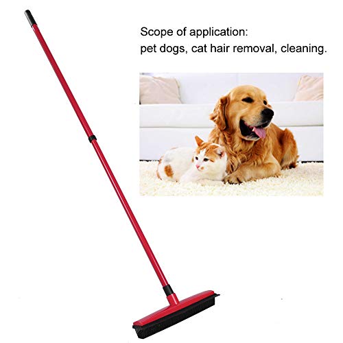 Pet Carpet Cleaning Brush, Rubber Hair Broom with Telescoping Handle, Red - Efficient Fur Removal, Easy Maintenance, Ideal for Pets and Homes (Red) - color: Red