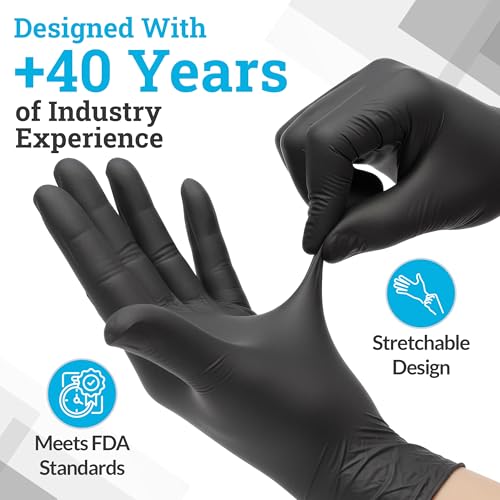 Hand-E Touch Nitrile Black Disposable Gloves X-Large, 50 Count - BBQ, Tattoo, Hair Dye, Cooking, Mechanic Gloves - Powder and Latex Free - style: X Large