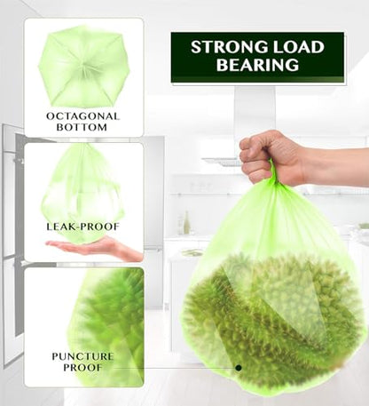 Compostable Trash Bags - FORID 13 Gallon Tall Kitchen Garbage Bags 80 Count Unscented Trash Can Liners 55 Liter Medium Wastebasket Bags for Bathroom Home Bedroom Office Garbage Can (5Rolls/Green) - style: 13 Gal (80 Count)