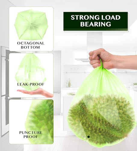 Compostable Trash Bags - FORID 13 Gallon Tall Kitchen Garbage Bags 80 Count Unscented Trash Can Liners 55 Liter Medium Wastebasket Bags for Bathroom Home Bedroom Office Garbage Can (5Rolls/Green) - style: 13 Gal (80 Count)