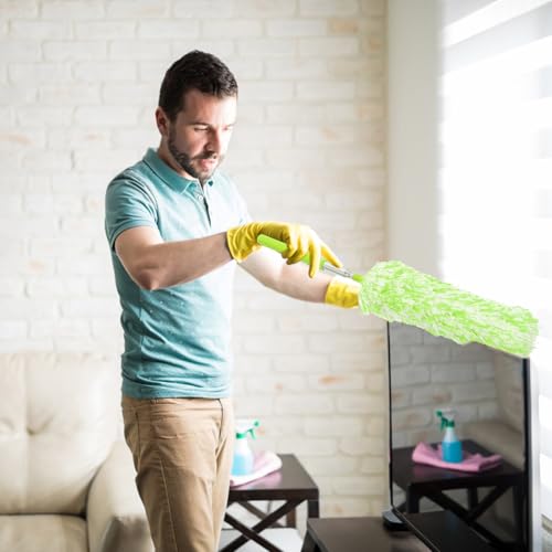 Hemobllo Microfiber Extendable Duster Cleaning Tool with Telescopic Handle, Washable Household Dust Sweeper for High Ceilings and Furniture Dust Removal