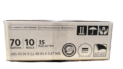 Delmon Trash Bags - 150 Bags / 10 Rolls Carton - 70 Gallons - Thick and Heavy Duty Trash Bag for Commercial, Home & Kitchen Use,Fits Toter Curbside Bins - W 43”, L 48”, Thickness 0.87MIL