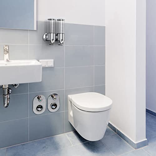 2 in 1 Chamber Wall Mounted BathroomShower Pump Dispenser,Dispensers for The Shower,Shampoo and Conditioner Dispenser,Shower Dispenser 3 Chamber no Drill - color: 17.6 Oz Double Colourless