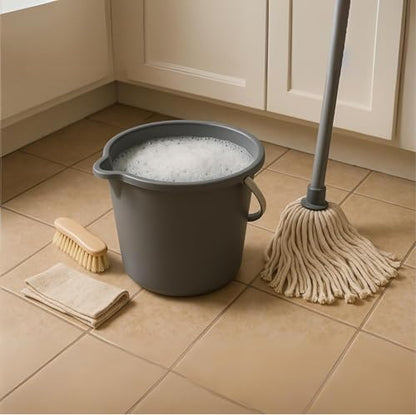 JOEY'Z 10QT (9.5L) Cleaning Bucket with Handle and Spout – Heavy Duty Mop Bucket for Household Use, Utility Pail for Water, Storage - Plastic Buckets, Plastic Buckets with Handles - Charcoal Grey - color: Charcoal Grey
