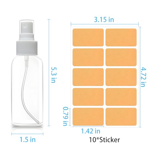 DNSEN 5 Pack 3.4 oz Travel Spray Bottles TSA Approved Fine Mist Travel Size Spray Bottle for Liquids Refillable Empty Clear Plastic Bottles with Labels