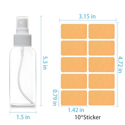 DNSEN 5 Pack 3.4 oz Travel Spray Bottles TSA Approved Fine Mist Travel Size Spray Bottle for Liquids Refillable Empty Clear Plastic Bottles with Labels