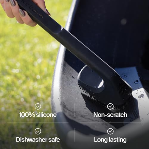 Scrub Brush by Ice Barrel - Non-Scratch, Long Handle Cleaning Scrub Brush for Kitchen and Bathroom - 100% Silicone