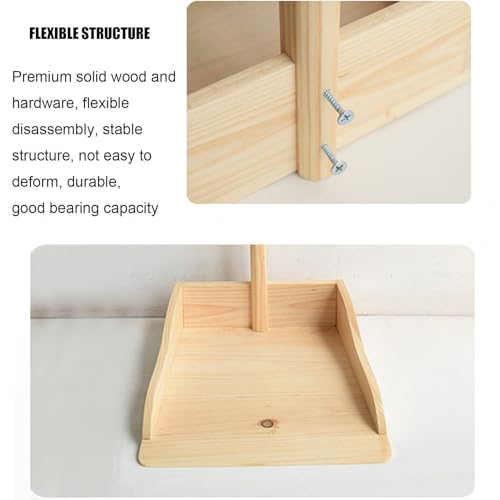 Chinese Style Dust Pan and Broom Set with Long Handled for Home, Palm Fiber Brooms and Solid Wood Dustpan Combo Set, Upright Stand Up Sweep Tool for Lobby Floor Yard Home Kitchen Office Use,A - color: A