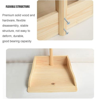 Chinese Style Dust Pan and Broom Set with Long Handled for Home, Palm Fiber Brooms and Solid Wood Dustpan Combo Set, Upright Stand Up Sweep Tool for Lobby Floor Yard Home Kitchen Office Use,A - color: A