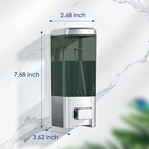 Wall Mount Manual Soap Dispenser, 17oz/500ml Large Capacity Kitchen Bathroom Hand Soap Dispenser, Commercial Refillable Shampoo Shower Gel Lotion Dispenser, Chrome&Brown - color: Chrome&brown 500ml
