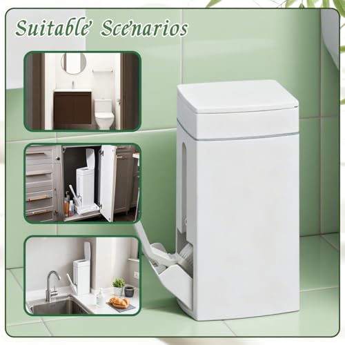 Bathroom Trash Can with Toilet,Slim Bathroom Trash Can,Toilet Brush and Holder Set,4.5 Liter / 1.2 Gallon Press Type Odor Proof rv Trash can,for Bathrooms, RVs, Small Spaces