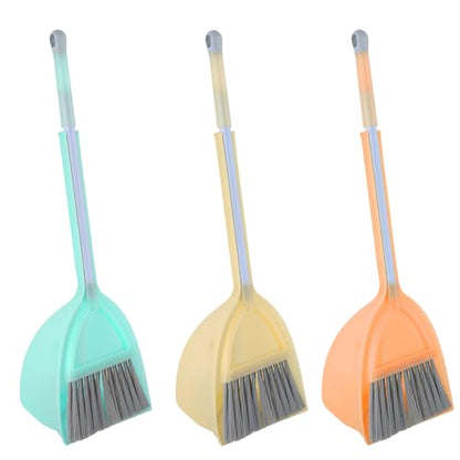 Mini Broom with Dustpan-Small Housekeeping Cleaning Sweep for Kitchen Bathroom Pet Nest Boat(3set,Blue+Orange+Yellow) - color: Blue+orange+yellow