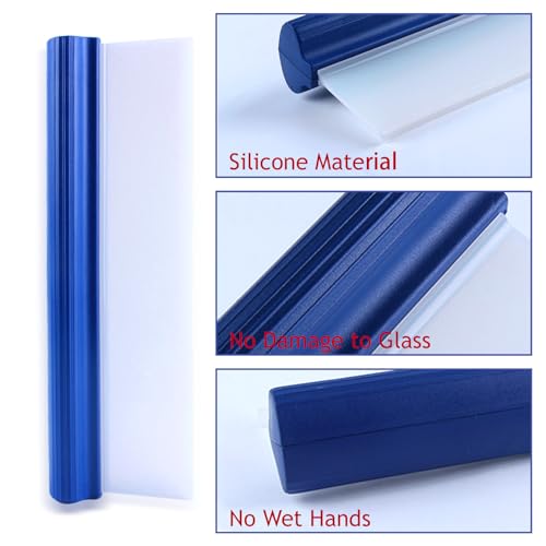 2 Pcs T Bar Car Squeegee for Window Cleaning, Silicone Car Squeegee for Drying Professional Flexible One Pass Water Blade Auto Water Blade Cleaning for Windshield, Glass, Bathroom, 12 Inch - color: 2pcs Blue